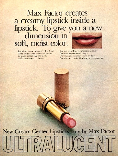 1969 Max Factor Ultralucent Cream Center Lipstick