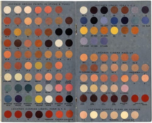 1938 Leichner colour chart