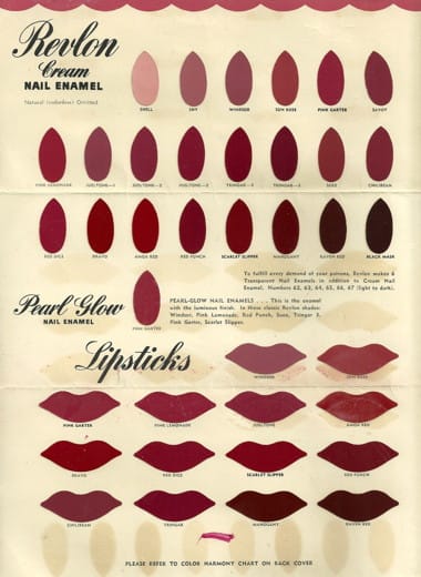 1940 Revlon Colour Chart