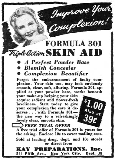 1943 Kay Preparations Formula 301