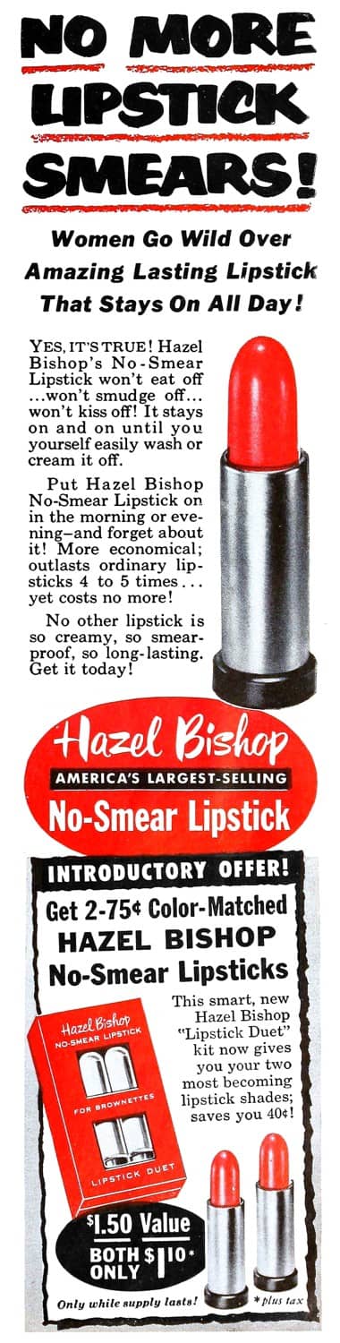 1952 Hazel Bishop No-Smear Lipstick