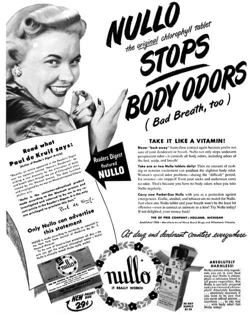 1950 Nullo chlorophyll tablets
