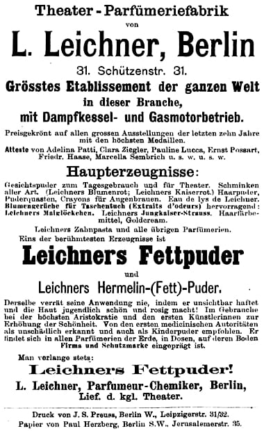 1896 Leichner Fettpuder and Hermelin-(Fett)-Puderr