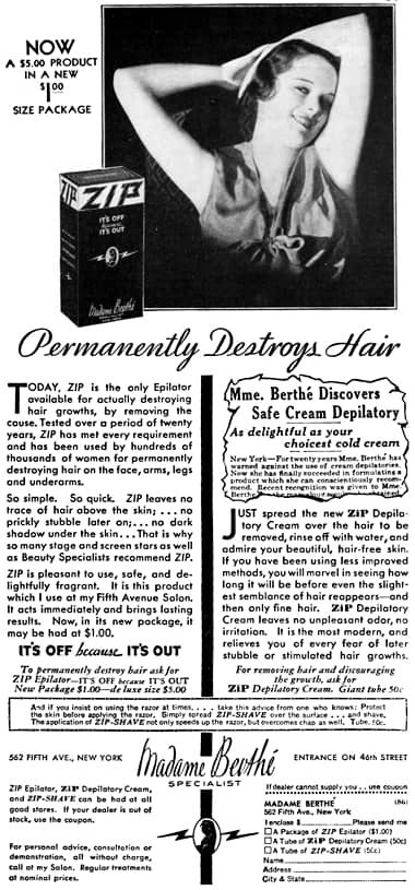 1931 Zip Epilator and Depilatory