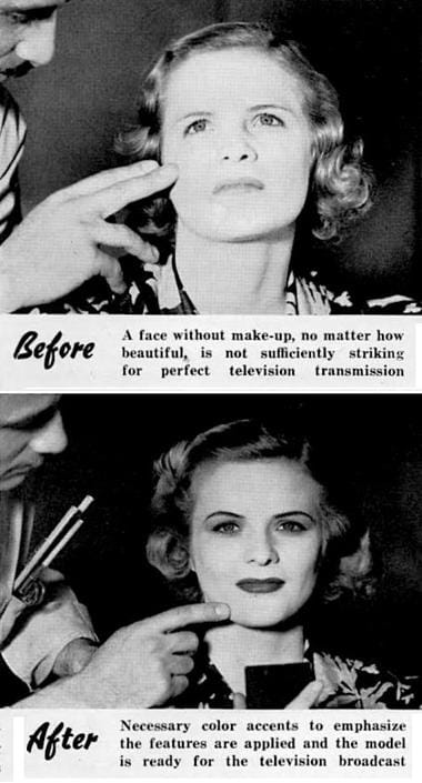 1938 Make-up for television with higher line standards