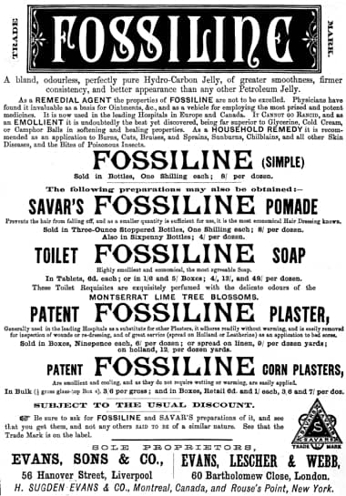 1881 Fossiline Petroleum Jelly