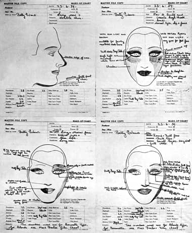 1939 Make-up charts using Pan-Cake