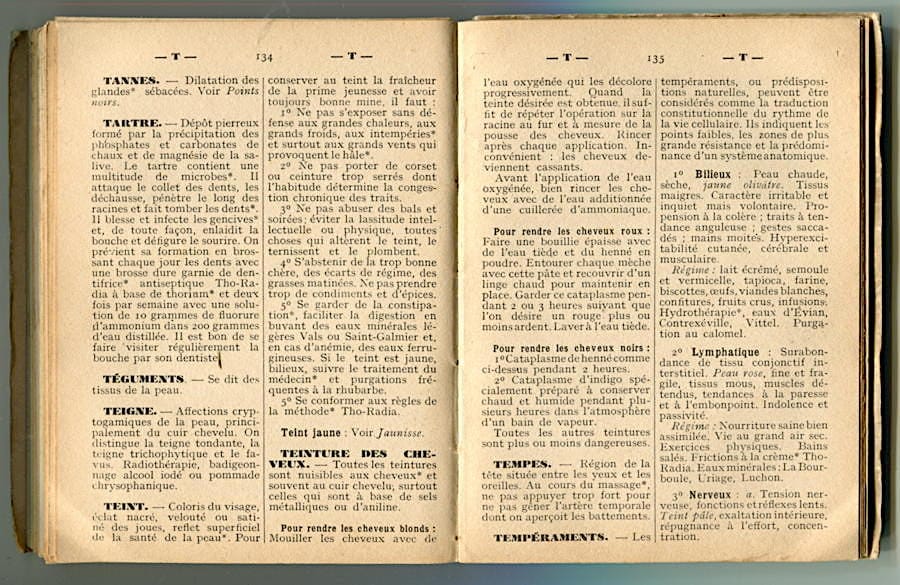 Dictionnaire soins de beaute page 132-133