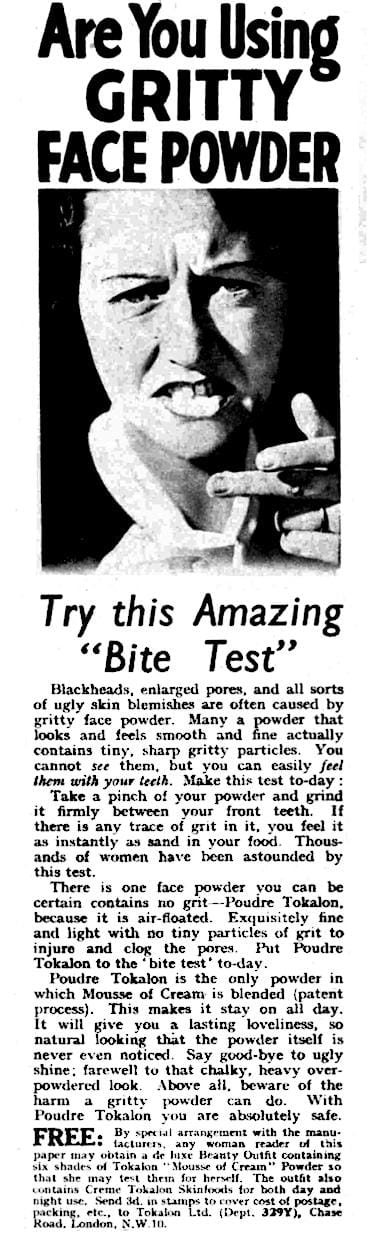 1935 Tokalon copy of the bite test