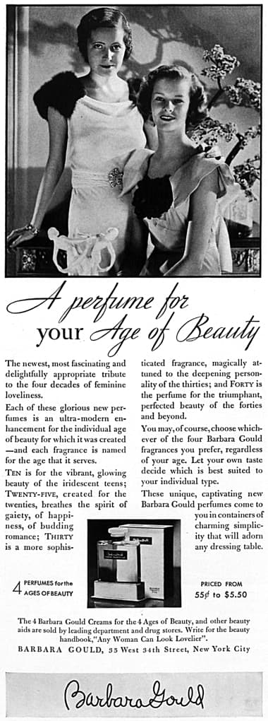 1933 Barbara Gould 4 Perfumes for the Ages of Beauty