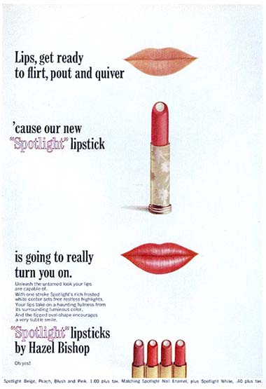 1965 Hazel Bishop spotlight lipsticks