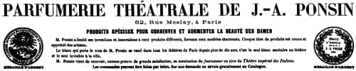 1868 Parfumerie Theatrale de J -A Ponsin