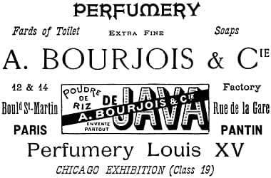 1893 Bourjois exhibiting at the Worlds Columbian Exposition