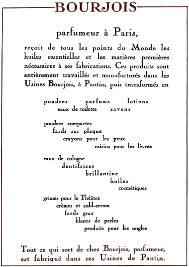 1925 Products made by Bourjois