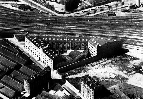 Aerial view Bourjois factory in Pantin