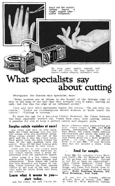 1916 Cutex advertisement designed by J Walter Thompson