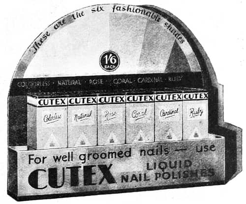 1933 Cutex shade display