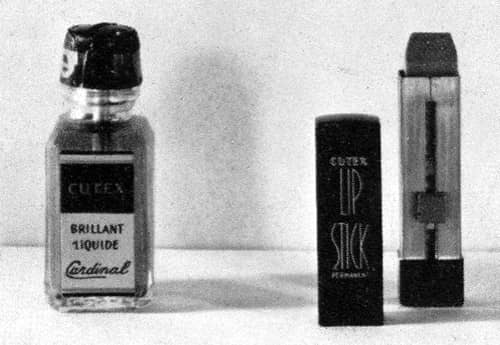 1935 Cutex polish and lipstick