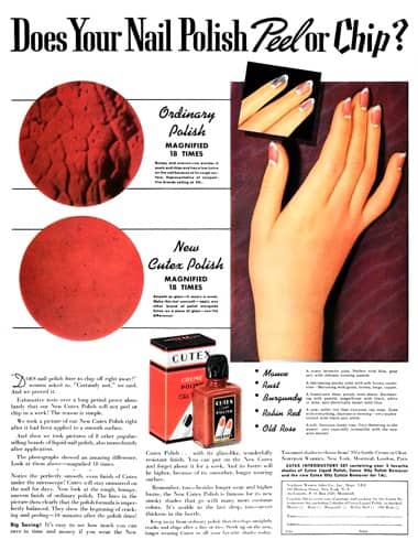 1937 Cutex nail polish chipping comparison