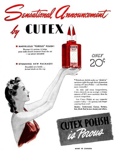 1941 Cutex porous nail polish