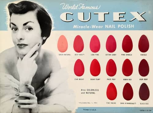 1951 Cutex Nail Polish shade range