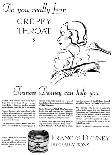 1933 Frances Denney Herbal Throat and Neck Cream