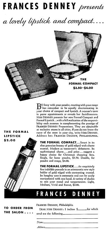 1934 Frances Denney Formal Compact and Lipstick