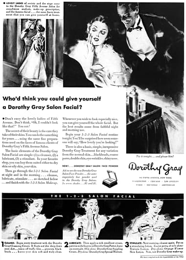 1933 Dorothy Gray Salon Facial