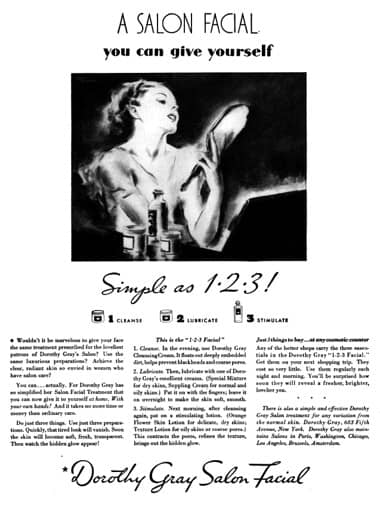 1934 Dorothy Gray Salon Facial