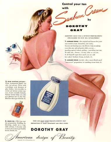 1941 Dorothy Gray Sunburn Cream