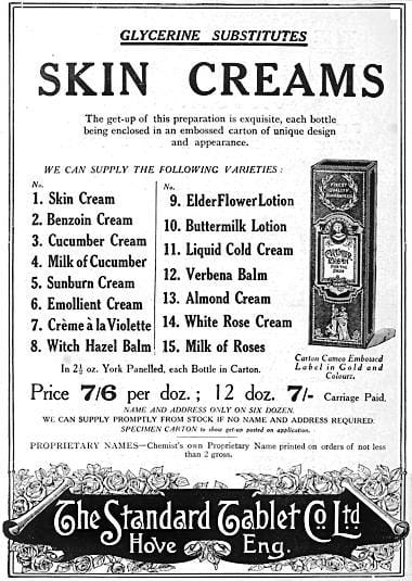 1918 Assorted skin creams