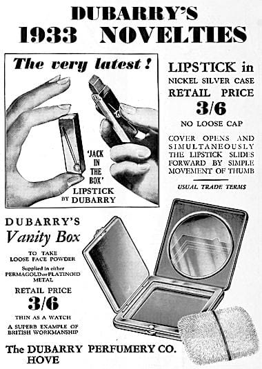 1933 Dubarry Jack in the Box Lipstick, and Vanity Box