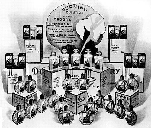 1934 Dubarry sun-bathing and anti-sunburn products
