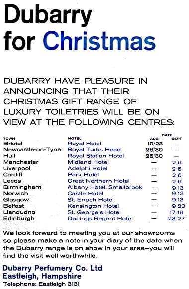 1963 Dubarry Perfumery now in Eastleigh, Hampshire