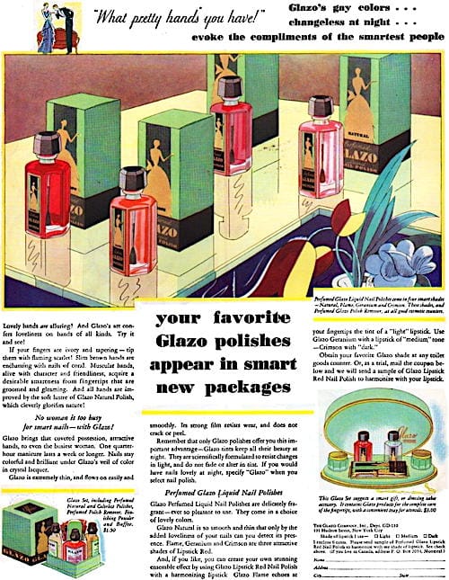 1930 Glazo Perfumed Nail Polishes