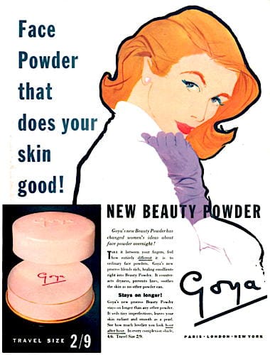 1954 Goya Face Powder in pink plastic case