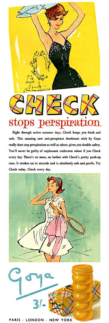 1957 Goya Check antiperspirant deodorant stick