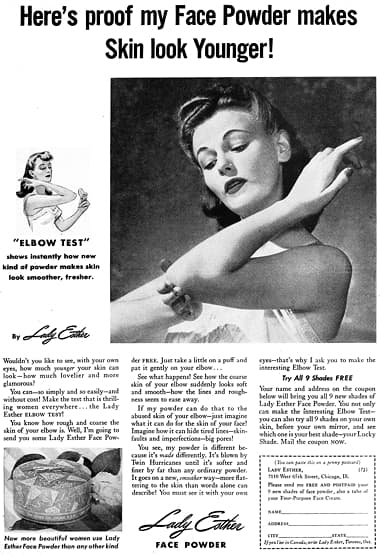 1941 Lady Esther Elbow Test