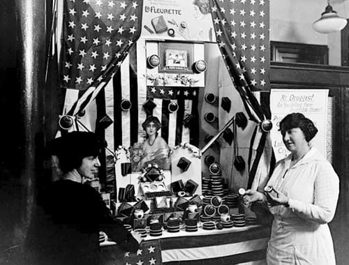 1919 Display of La Fleurette cosmetics produced by Crystal Chemical