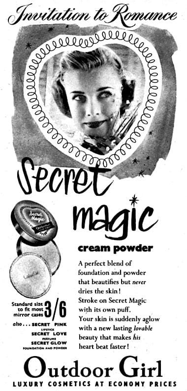 1955 Outdoor Girl Secret Magic, Secret Love Perfume, and Secret Glow