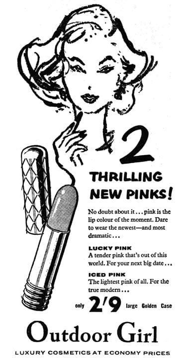 1957 Outdoor Girl Lucky Pink and Iced Pink Lipsticks