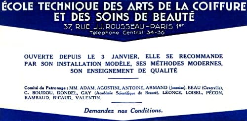 1927 &Ecole Technique des Arts de la Coiffure et des Soins de Beaute
