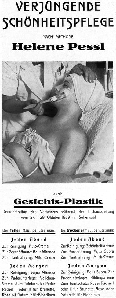 1929 Helene Pessl paraffin mask treatment
