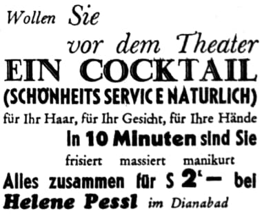 1933 Helene Pessl Cocktail treatment