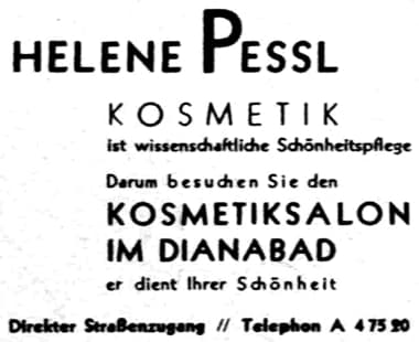 1941 One of the last advertisements for Helene Pessl in Viennal