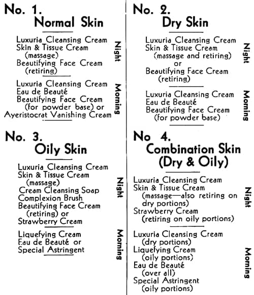 1934 Harriet Hubbard Ayer skin-care routines