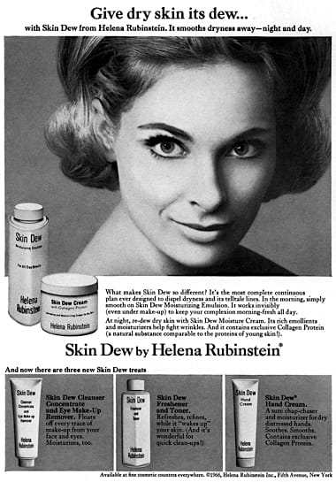 1966 Helena Rubinstein Skin Dew Cleanser Concentrate, Freshener and Toner, and Hand Cream