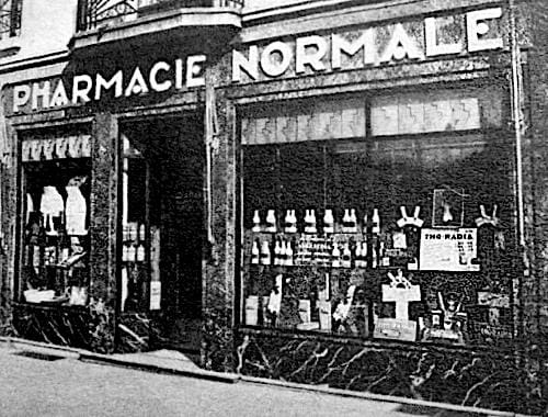 1935 Pharmacie Normal with Tho-Radia window display