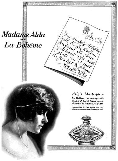 1916 Arly La Boheme endorsed by Frances Alda