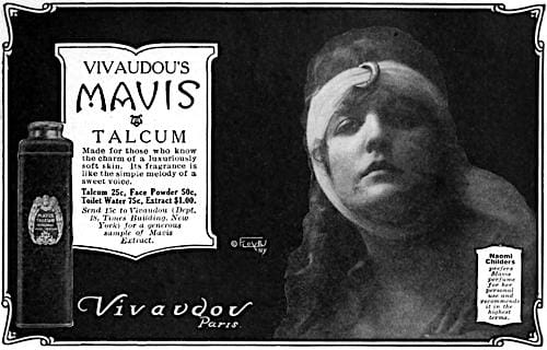 1916 Mavis Talcum endorsed by Naomi Childers